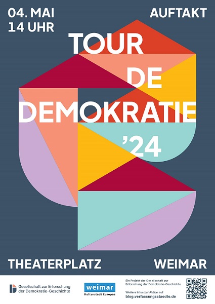 Flyer: "Tour de Demokratie", Auftakt am Samstag, den 4. Mai, auf dem Theaterplatz ab 14 Uhr